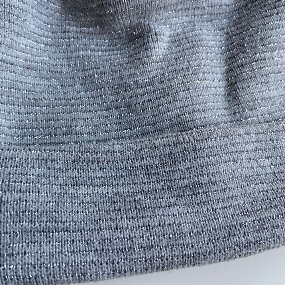 Sole Society Grey Metallic Slouchy Knit Beanie Hat - Picture 3 of 9
